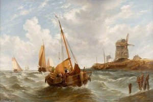 Seascape With Boats — Adolphus Knell