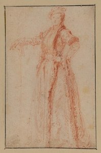 Study Of A Female Figure, Standing (recto) — Jean-antoine Watteau, Rococo Style