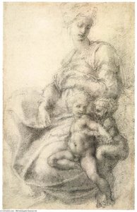 Madonna And Child With The Infant St John — Michelangelo Buonarroti, High Renaissance