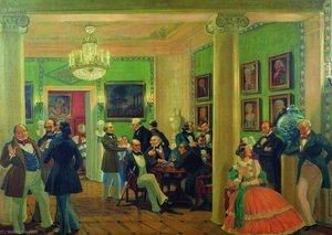 A Moscow Salon — Boris Mikhailovich Kustodiev, Historical Painting