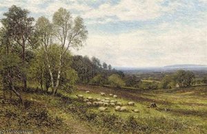A Shepherd With His Flock — Alfred I Glendening