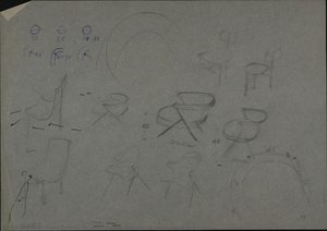 Untitled (design Sketches For Upholstered Armchair) — Franz Ehrlich