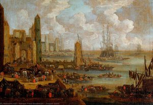 Seaport Scene — Adriaen Frans Boudewijns