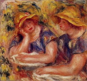 Two Women In Blue Blouses — Pierre-auguste Renoir