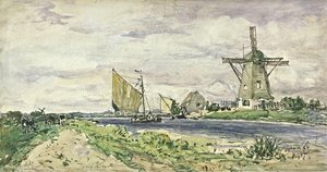 Mill Near A Canal In Holland — Johan Barthold Jongkind