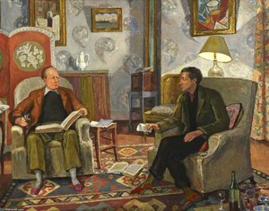 Interior Scene, With Clive Bell And Duncan Grant Drinking Wine — Vanessa Bell