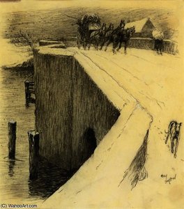 The Stagecoach Crossing A Snow Covered Bridge — Beatrice Parsons