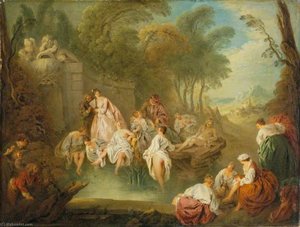 Bathing Party In A Park — Jean-baptiste Pater