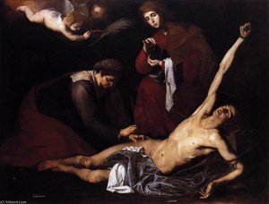 St Sebastian Tended By The Holy Women — Jusepe De Ribera, Baroque