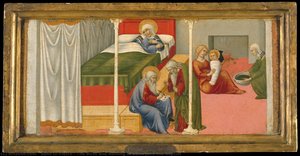 The Birth And Naming Of Saint John The Baptist — Sano Di Pietro, Italian Gothic Renaissance