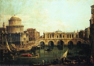 Capriccio Of The Grand Canal With An Imaginary Rialto Bridge And Other Buildings — Canaletto