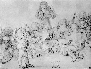 Studies On A Great ''picture Of Mary'' Angel Playing — Albrecht Dürer, Northern Renaissance Detail