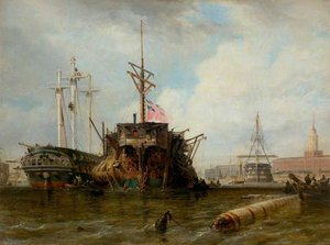 Portsmouth Harbour The Hulks — Edward William Cooke