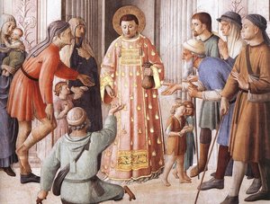 St Lawrence Distributing Alms (detail) — Fra Angelico, Early Renaissance