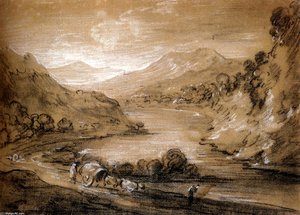 Mountainous Landscape With Cart And Figures — Thomas Gainsborough, Romanticism