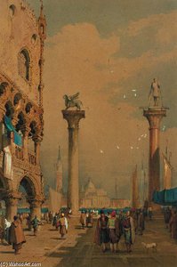 The Piazetta Of St Marks, Venice — Samuel Prout, Contemporary Realism