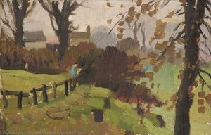 Figures by a Fence