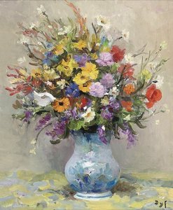 Wild Flowers On Yellow Table-cloth, (1976) — Marcel Dyf