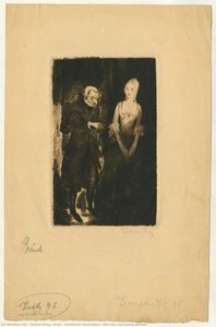 Sandmann Illustration: Old Man And Young Woman. — Steiner-prag, Hugo, Expressionism