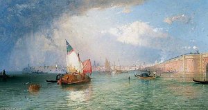 Venice With The Strada Ferrata From The Lagoons — James Baker Pyne