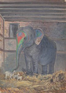 Famous Elephant With Pet Goat, Bhavnagar, Gujarat, India — Marianne North
