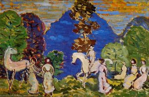 Rider Against Blue Hills — Maurice Brazil Prendergast, Post-impressionism