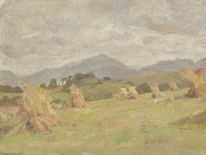Wheatfield With The Wheat Stacked — Beryl Fowler