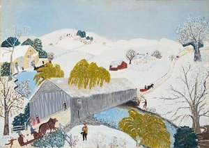 The Old Bridge In The Valley — Grandma Moses