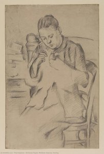 Hortense Fiquet (madame Cézanne) Sewing — Paul Cézanne, Post-impressionism