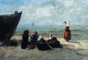 Fisherwives Waiting For The Boats To Return — Eugène Louis Boudin