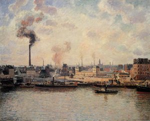 The Saint Sever Quay, Rouen — Camille Pissarro, Impressionist Landscape