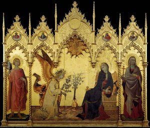 The Annunciation And Two Saints — Simone Martini