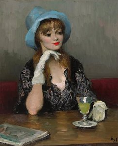 Jacqueline In A Blue Hat, (1967) — Marcel Dyf