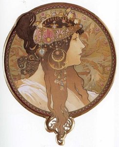 Byzantine Head The Brunette — Alphonse Mucha