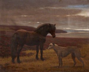 'grouse' And 'gyp', A Pony And Dog Standing By The Sea — Thomas Hall