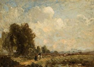 Landscape With Figures On A Country Path — Thomas Edwin Mostyn