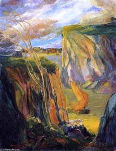 Breton Woman By The Cliff