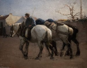 French Village Street With Horses — Nils Kreuger