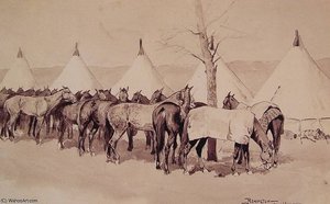 A Troop Picket Line — Frederic Remington