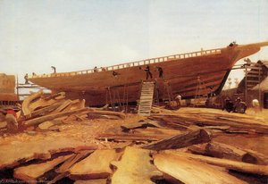 Shipbuilding At Gloucester (also Known As Shipyard At Gloucester) — Winslow Homer, American Realism