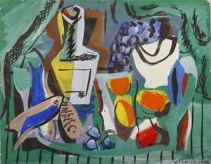 Still Life With Grapes, Vase, And Fish — Vaclav Vytlacil