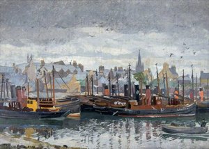 Stornoway, Drifters In Harbour, Saturday Afternoon — Stephen Bone