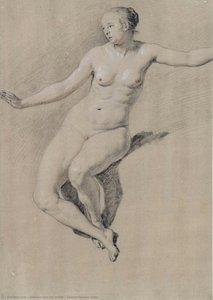 Seated Female Nude — Adriaen Van De Velde, Academic Drawing