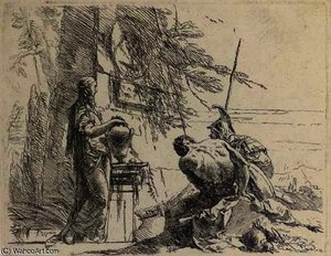 A Woman With Her Hands On A Vase — Giambattista Tiepolo, Baroque