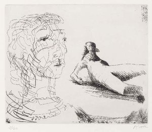 Head Of Girl And Reclining Figure — Henry Moore