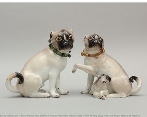 Pair Of Pug Dogs From The Royal Palace At Warsaw — Royal-polish And Electoral-saxon Porcelain Manufactory
