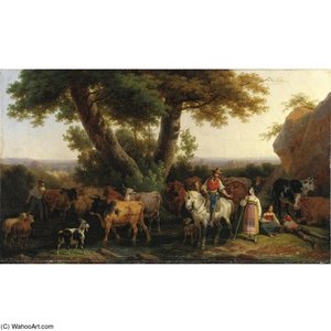Paesaggio Pastorale Nella Campagna Romana — Charles Emile Hippolyte Lecomte Vernet