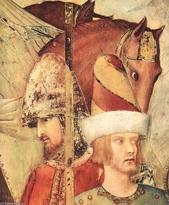 Saint Martin Renounces His Weapons (detail) — Simone Martini, International Gothic