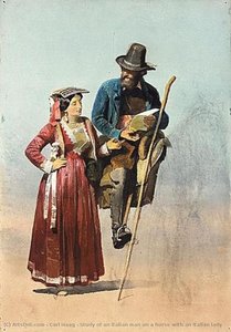 Study Of An Italian Man On A Horse With An Italian Lady — Carl Haag