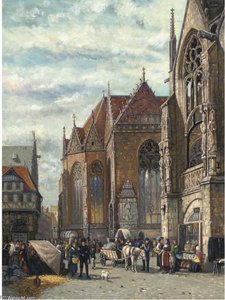 The Town Market — Samuel Prout